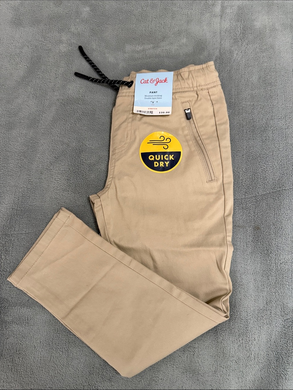 Cat & Jack Men's Quick-Dry Khaki Chino Pants